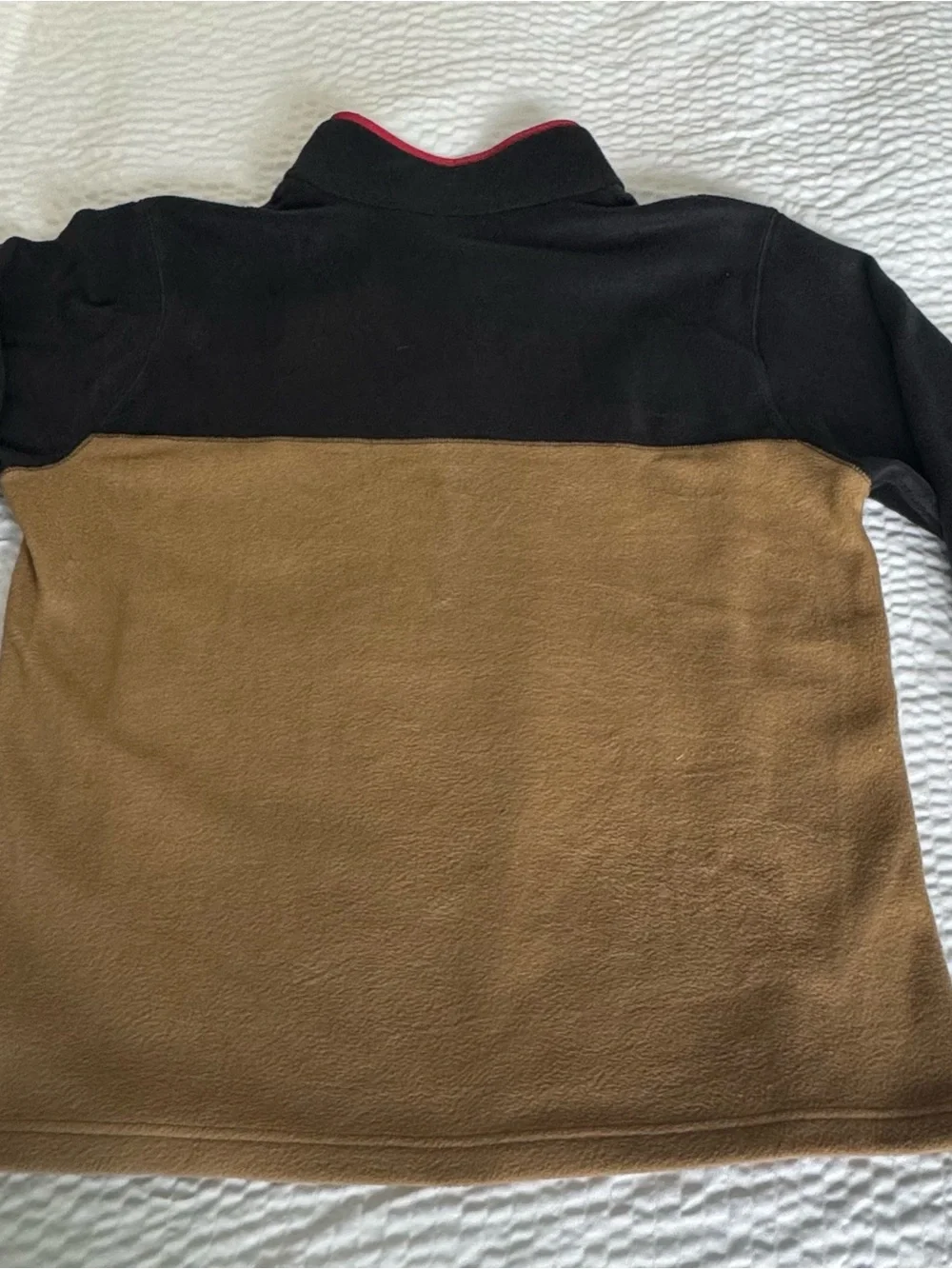 Columbia Men’s Black & Brown Fleece Zip-Up with Red Trim